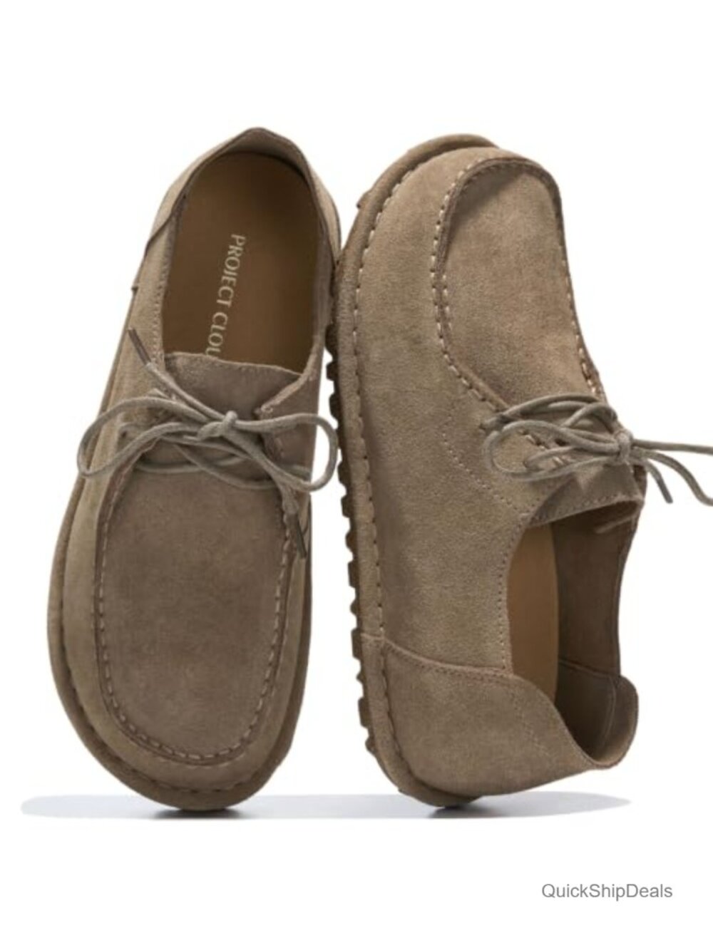 Genuine Leather Mocc for Women, Comfortable Slip-On Suede Shoes, Non-Slip